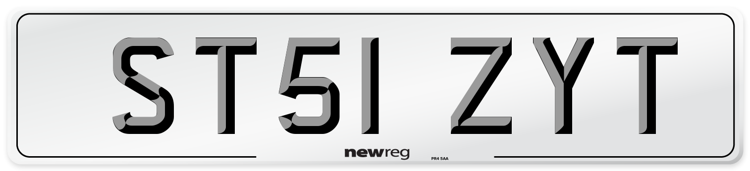 ST51 ZYT Number Plate from New Reg